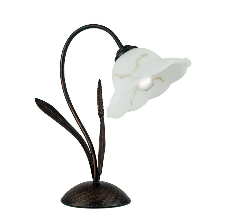 Lume in metallo ruggine decorato a mano diffusore fiore in vetro 1XE27 non incl. BYRON Lume in metallo ruggine decorato a mano diffusore fiore in vetro 1XE27 non incl. BYRON